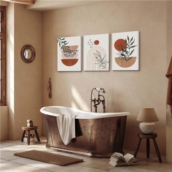 Boho Wall Art Prints, Boho Wall Decor, Abstract Geometric Prints Black Beige - Picture 2 of 7